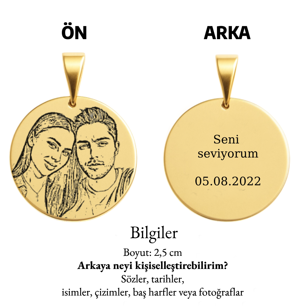 Kişiye Özel Çizim Yuvarlak Kolye