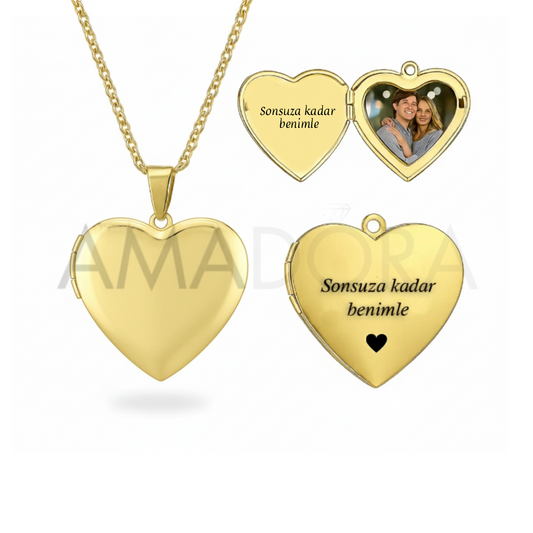 Kalp Kapaklı Kolye