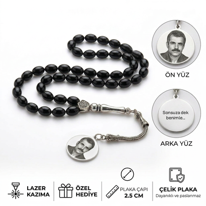 Kişiye Özel Fotoğraflı Tesbih – Lazer Kazıma, Paslanmaz Çelik,