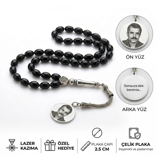 Kişiye Özel Fotoğraflı Tesbih – Lazer Kazıma, Paslanmaz Çelik,
